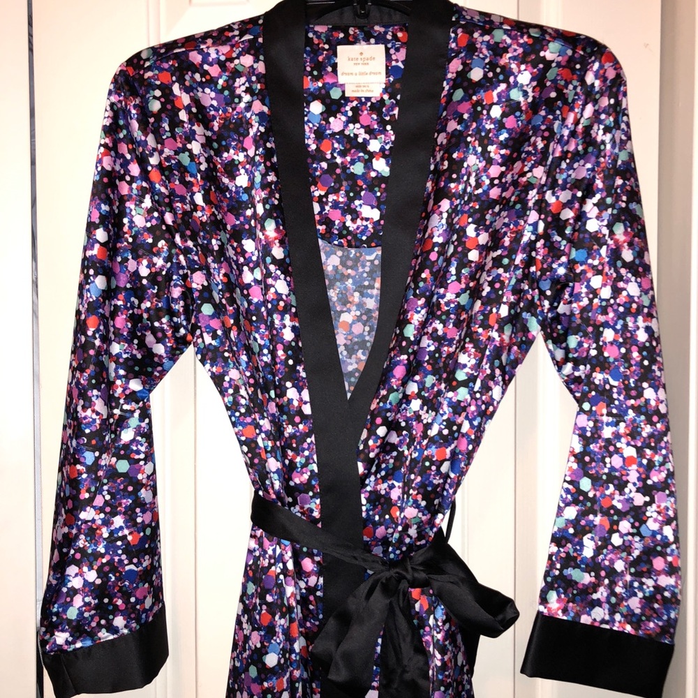 NWT KATE SPADE "Glitter Dot” Charmeuse Robe Kimono - Picture 9 of 9
